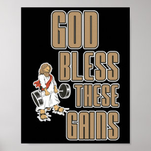 Poster Dieu Bénit Ces Gains Muscle Bodybuilding —