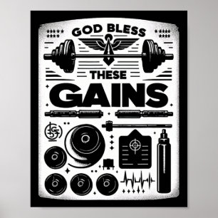 Poster Dieu Bénit Ces Gains Muscle Bodybuilding —