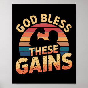 Poster Dieu Bénit Ces Gains Muscle Bodybuilding — 1