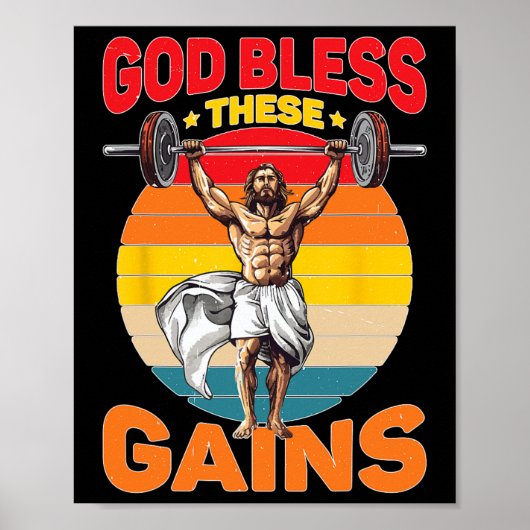 Poster Dieu Bénit Ces Gains Musculation - (Devant)