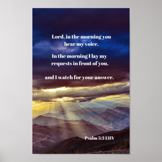 Poster Dieu de confiance Bible Verse Psaume 5 (Devant)