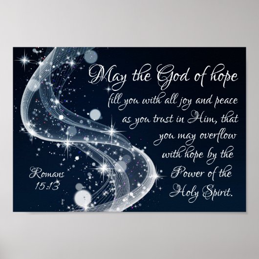 Poster Dieu de l'espérance, Romains 15:13 Verse de la Bib (Devant)