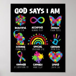Poster Dieu Dit Que Je Suis Autisme Christian Garçon Fill