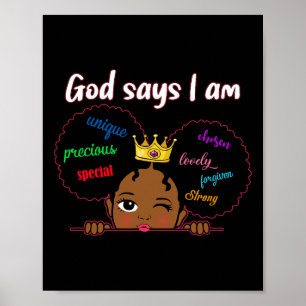 Poster Dieu Dit Que Je Suis Black Melanin Girls Toddler P