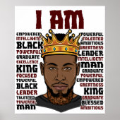 Poster Dieu dit que je suis le roi noir Melanin homme Bru (Devant)