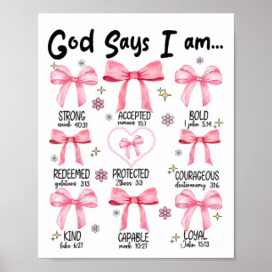 Poster Dieu dit que je suis rose Coquette chrétien Jésus