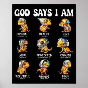 Poster Dieu dit que je suis un reptile astronaute Écritur