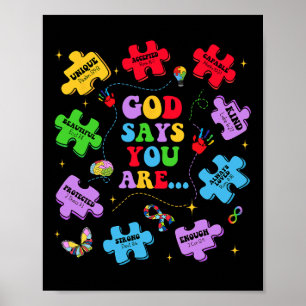 Poster Dieu Dit Que Vous Êtes Autisme Chrétien Jésus Bibl