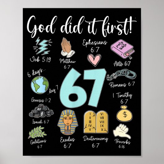 Poster Dieu drôle l'a fait en premier Mème 67 Jésus chrét (Devant)