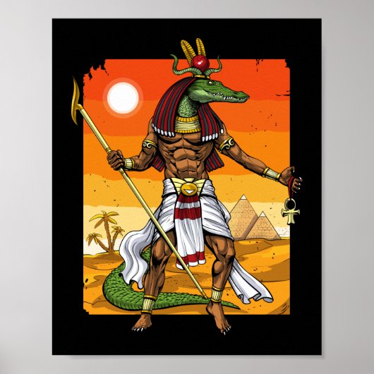 Poster Dieu égyptien antique Sobek (Devant)