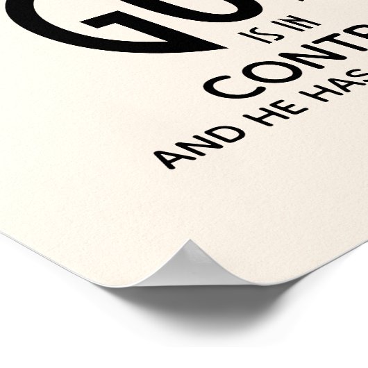 Poster DIEU EST EN CONTRÔLE L'Inspiration chrétienne (Coin)