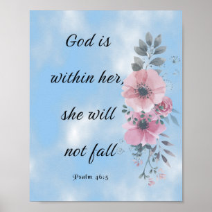 Poster Dieu est en elle, Bible Verse, Psaume 46 5