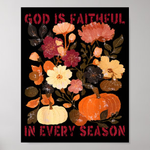Poster Dieu Est Fidèle En Toute Saison Floral Automne Chr