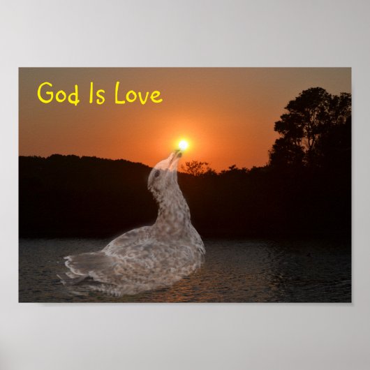 Poster Dieu est l'amour coucher de soleil (Devant)
