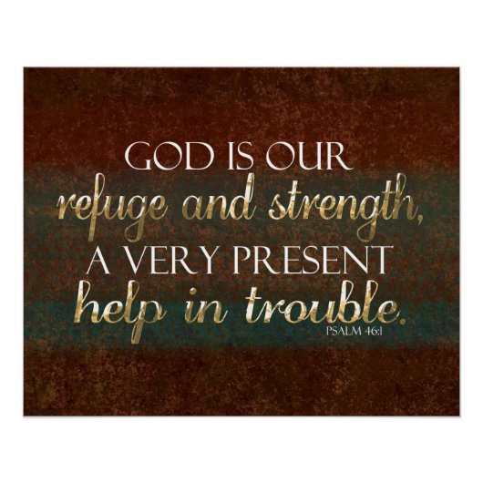 Poster Dieu est notre Refuge Bible Chrétienne Verse Brown (Devant)