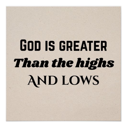 Poster Dieu est plus grand typographie chrétienne (Devant)