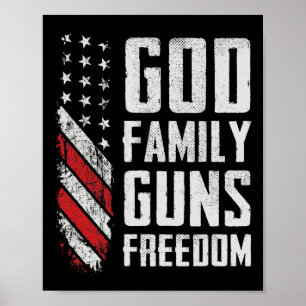 Poster Dieu Famille Armes Liberté - Drapeau USA chrétien