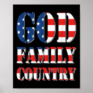 Poster Dieu Famille Pays Amérique Us Drapeau Fière Mémori