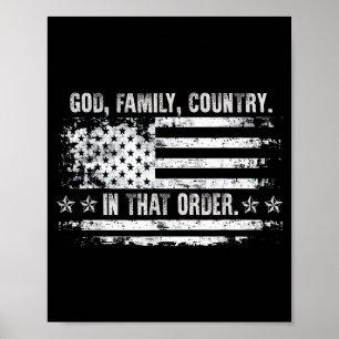 Poster Dieu Famille Pays Patriotique Foi Fierté États-Uni