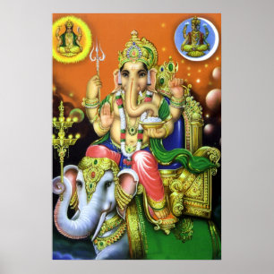 Poster Dieu Ganesha sur Elephant