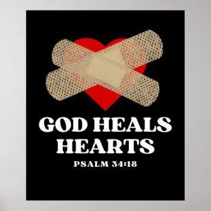 Poster Dieu guérit les coeurs - Psaume 34:18