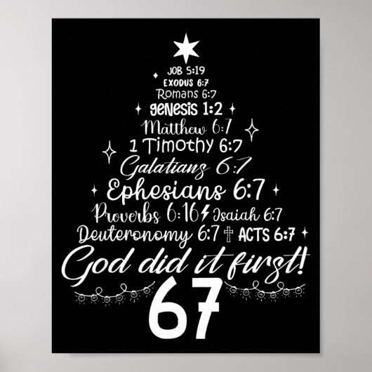 Poster Dieu l'a fait en premier 67 Bible chrétienne 6 7 M (Devant)