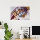Poster Dieu le Père, Chapelle Sixtine par Michel-Ange (Bureau à domicile)
