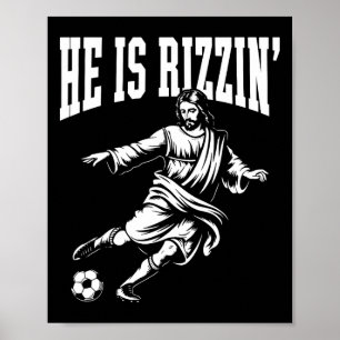 Poster Dieu mémé drôle Noël chrétien Il est Rizzin Je