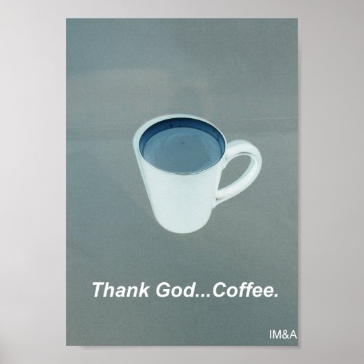 Poster Dieu merci café blanc et bleu (Devant)