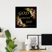 Poster DIEU n'échoue jamais - La Bible de la Foi Chrétien (Bureau à domicile)