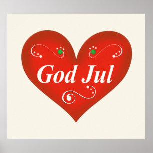 Poster Dieu scandinave Jul Coeur de Noël