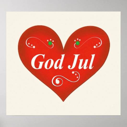 Poster Dieu scandinave Jul Coeur de Noël (Devant)