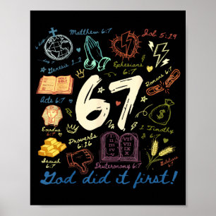 Poster Dieu Vintage L'a Fait En Premier 67 Six Sept Mème
