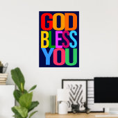 Poster DIEU VOUS BÉNÉFICIE de couleurs positives (Bureau à domicile)