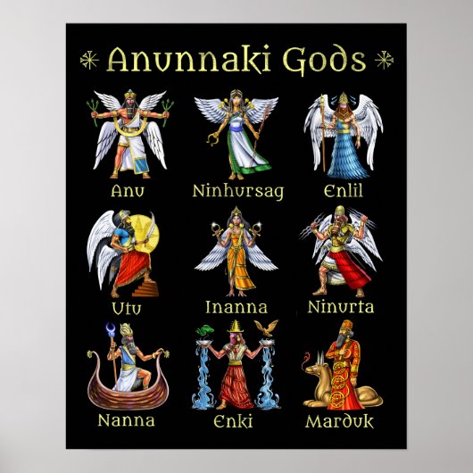 Poster Dieux de mythologie sumérienne Anunnaki (Devant)