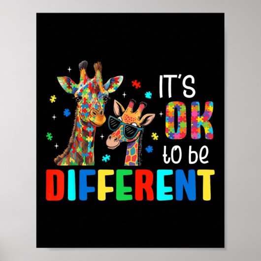 Poster Différent Girafe Animal Sensibilisation à l'autism (Devant)