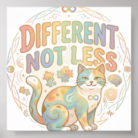 Poster Différent Pas Moins Neurodiversité Chat Autisme Ac (Devant)