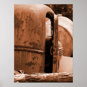 Poster Different View of Old Truck in Sepia