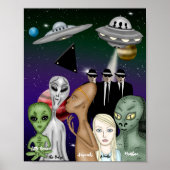 Poster Différentes espèces Aliens, OVNI, Planètes (Devant)
