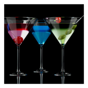 Poster Différents cocktails dans des lunettes à martini n