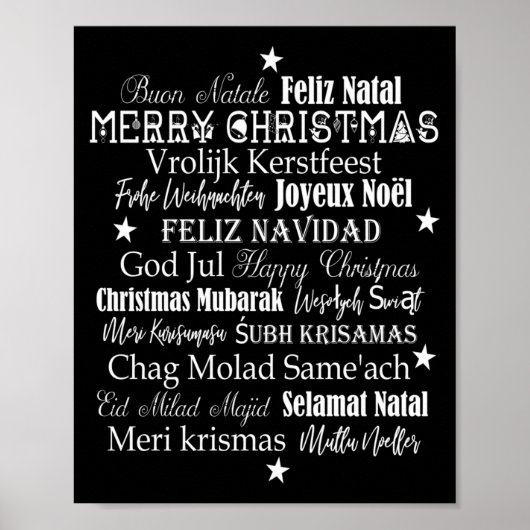Poster Différents Langues De Joyeux Noël T Shirt (Devant)