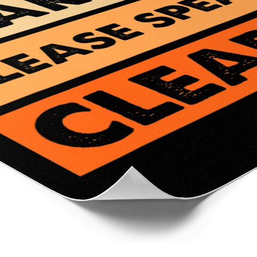 Poster Difficile d'oreille sourde déficient auditif ASL S (Coin)