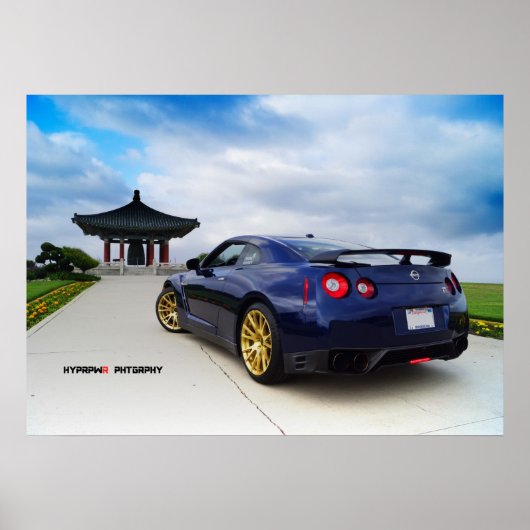 Poster "Diffuse" Nissan GT-R R35 Feeling Dodger Blue (Devant)