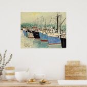Poster Digby, Nouvelle-Écosse, Bateaux de pêche, Aquarell (Cuisine)