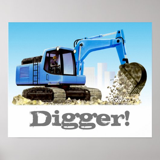 Poster Digger ou Excavateur Construction d'enfants sur me (Devant)