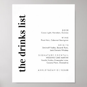 Poster Digital Bold Modern Mariage Bar Menu Sign