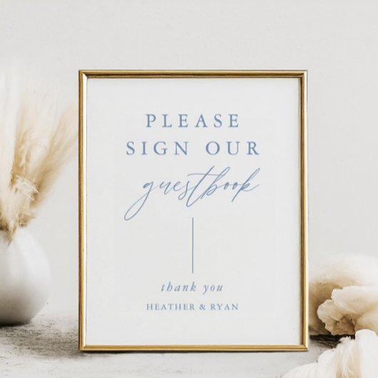 Poster Digital Dusty Blue Calligraphy Signer Notre Livre