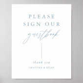 Poster Digital Dusty Blue Calligraphy Signer Notre Livre (Devant)