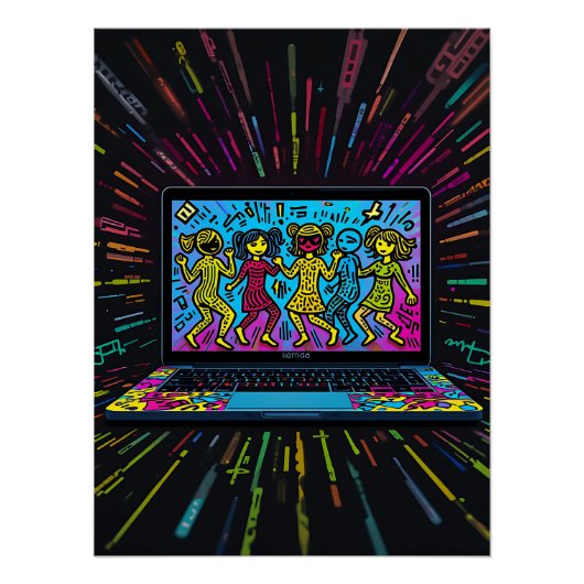 Poster Digital Graffiti: Pop Art Laptop (Devant)