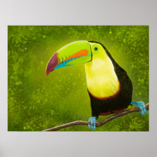 Poster Digital Painting Tropical Jungle Toucan Bird